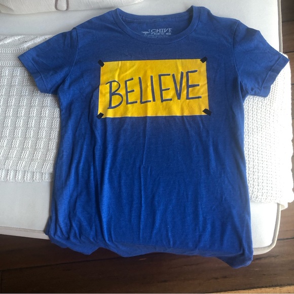BELIEVE-Chive Tee Blue & Yellow Tee❗️ - Picture 1 of 6